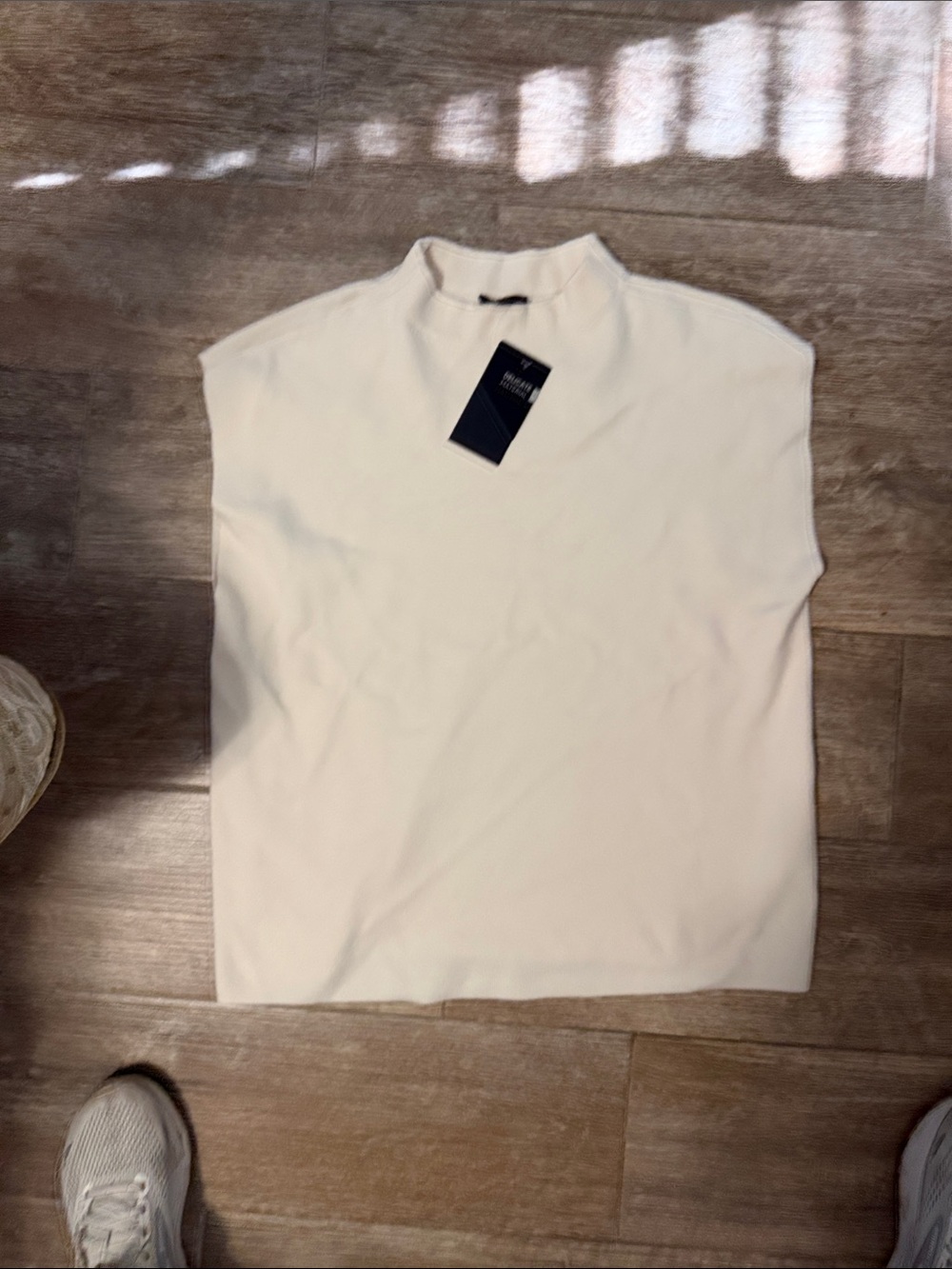 The Limited Cream Mock Neck Sleeveless Sweater Top